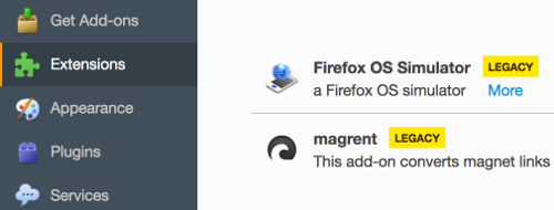 Manage add-ons in Firefox
