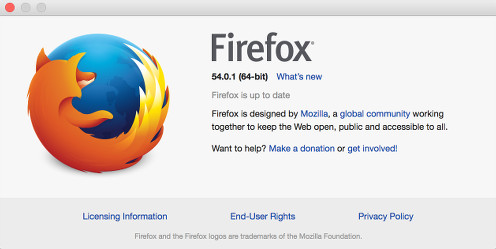 What version of firefox in about window.