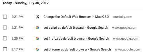 Browsing history in Chrome.
