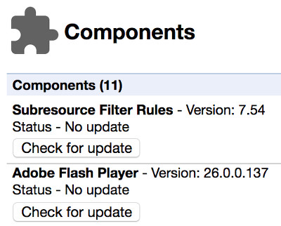 What version of flash in chrome plugins window.