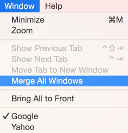 merge all windows in Safari.